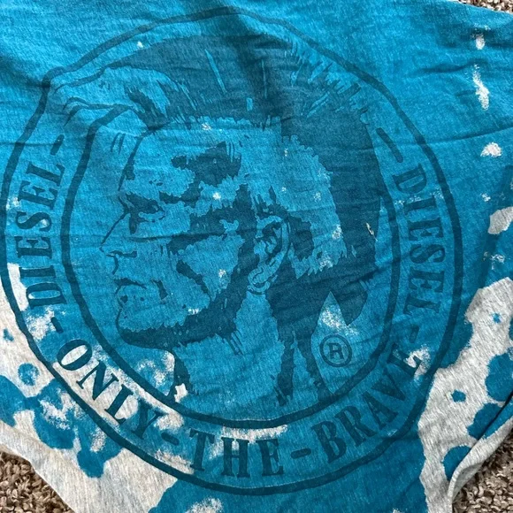 Diesel Teal Graphic Scarf with Bold Print - Picture 1 of 4